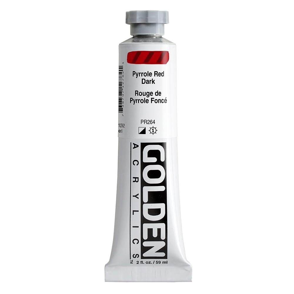 Heavy Body Acrylics by GOLDEN, Pyrrole Red Dark, 2 fl. oz. Tube, Professional Acrylic Paint, Semi-Opaque