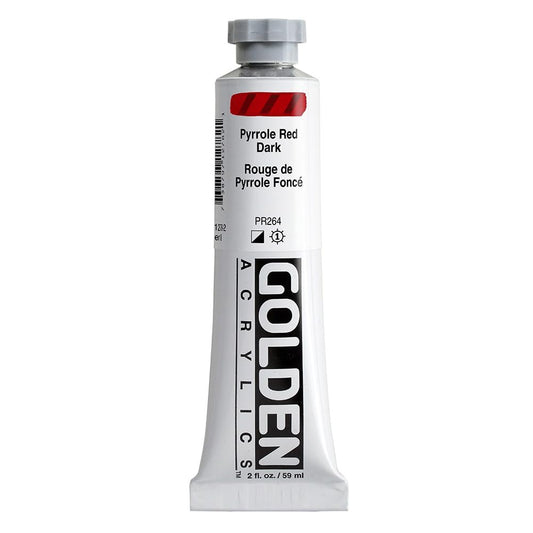 Heavy Body Acrylics by GOLDEN, Pyrrole Red Dark, 2 fl. oz. Tube, Professional Acrylic Paint, Semi-Opaque
