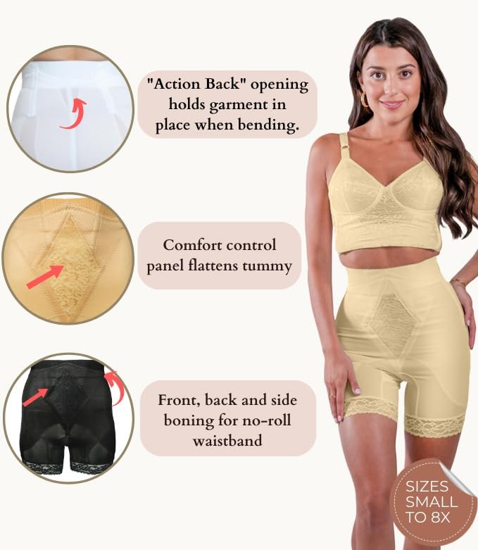 6206 - High Waist Long Leg Shaper | Made in USA | No Top Roll Waistband | Quality Material | Medium Control |
