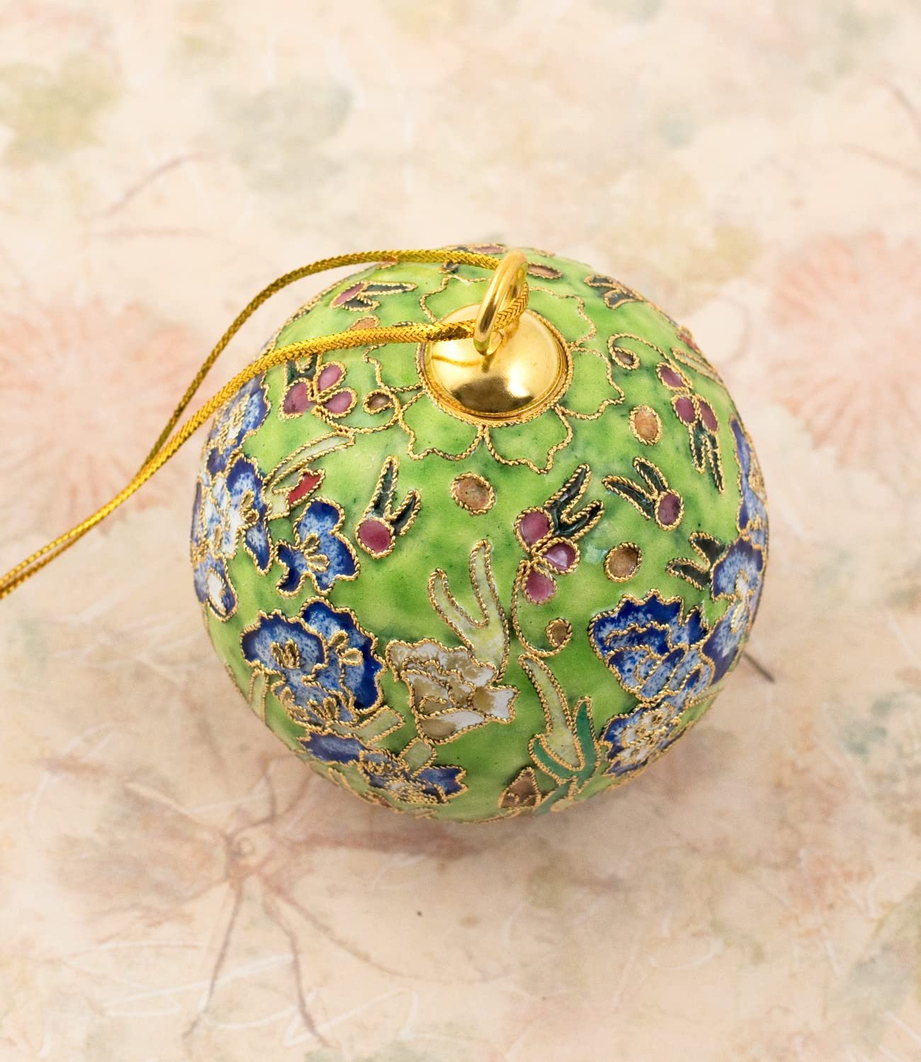 Value Arts Handmade Cloisonne Van Gogh Lime Green Irises Ball Ornament