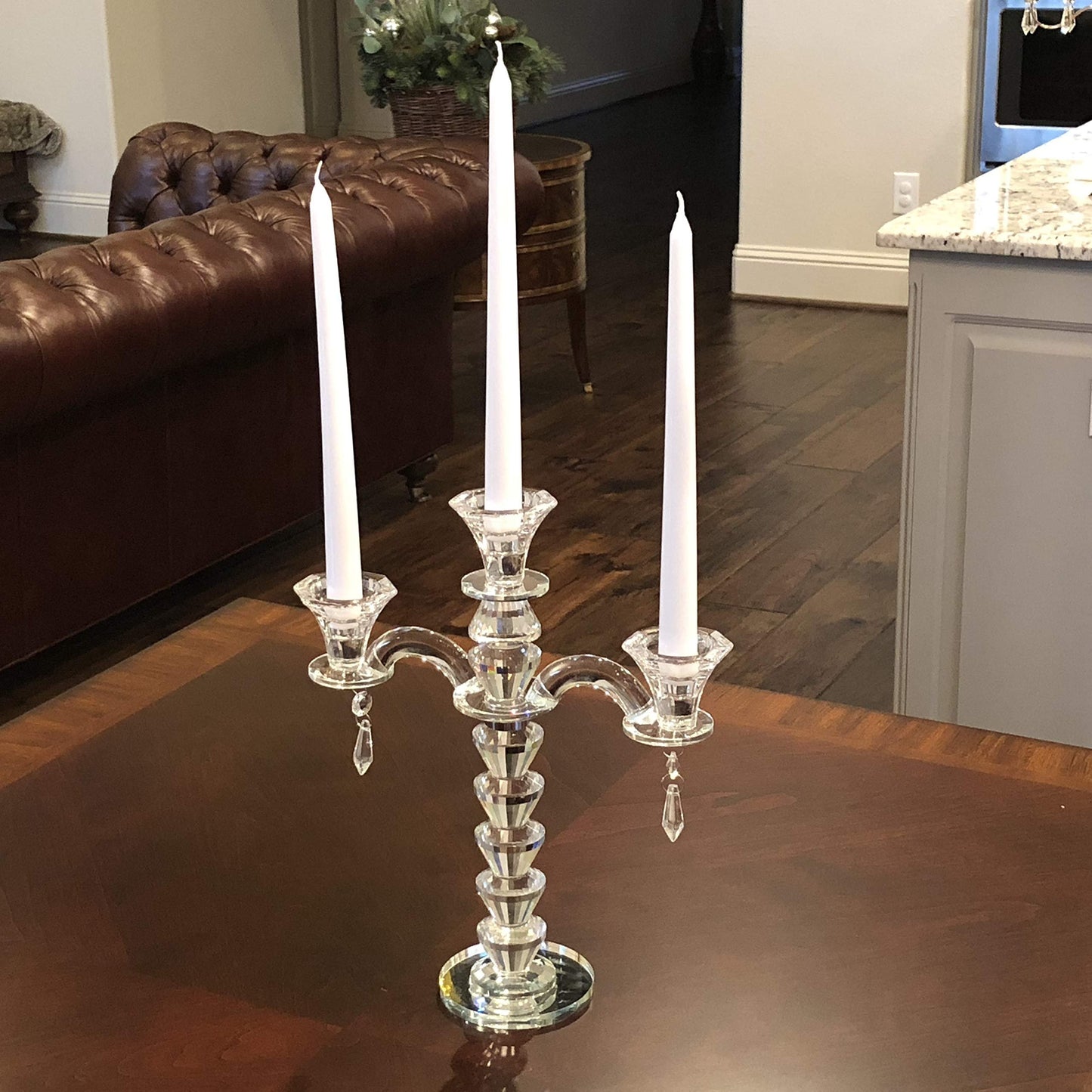 Allgala ClearbCrystal Candelabra Taper Candlestick Candle Holder