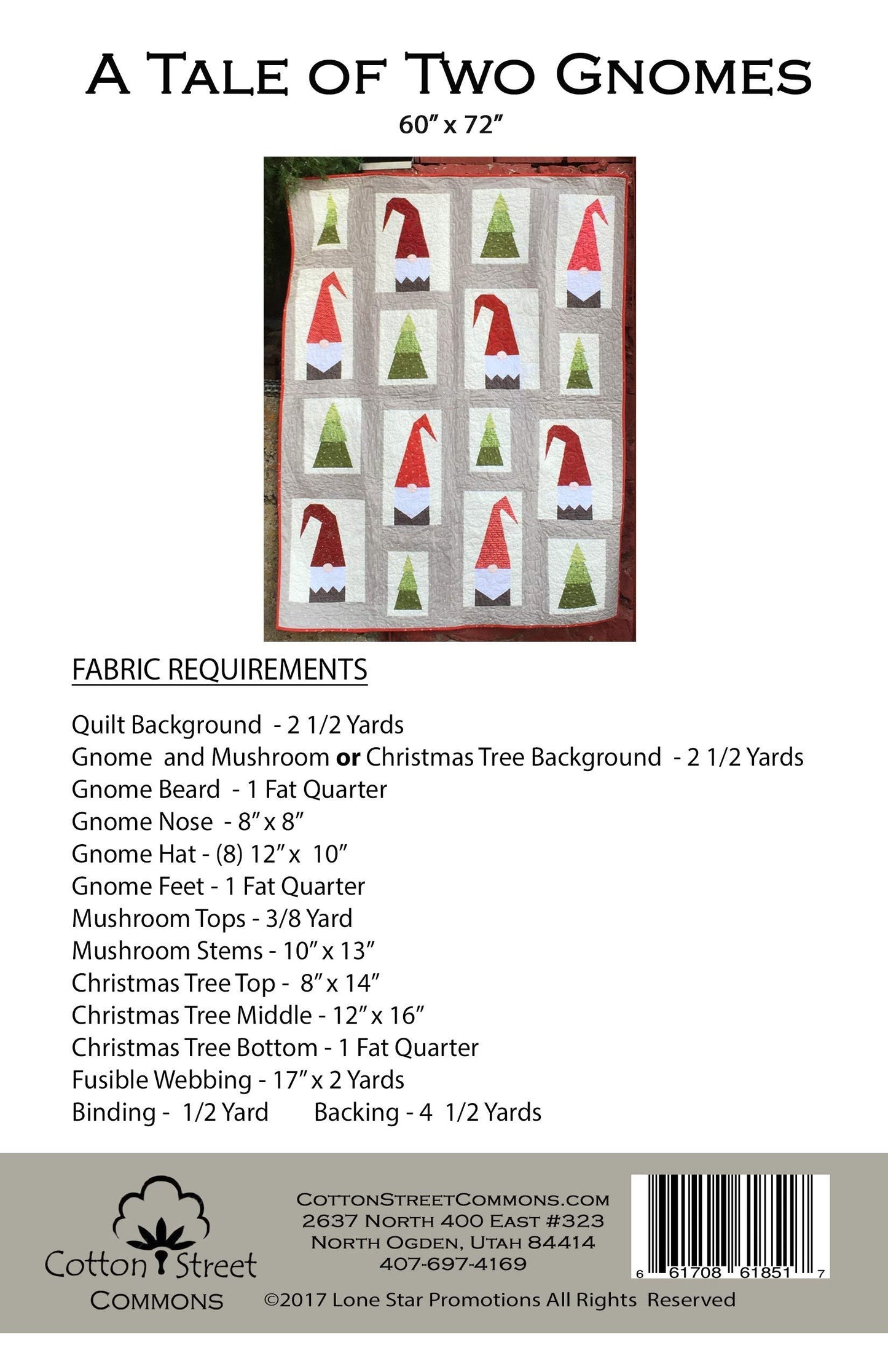 AAWFHRIE A Tale of Two Gnomes Quilt Pattern CSC207 60" x 72" Multicolored Cotton Quilt Pattern