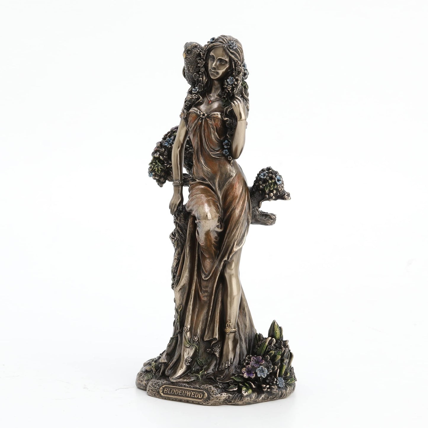 Veronese Design Blodeuwedd Celtic Goddess of Spring and Flowers Cold Cast Resin Antique Bronze Finish Statue