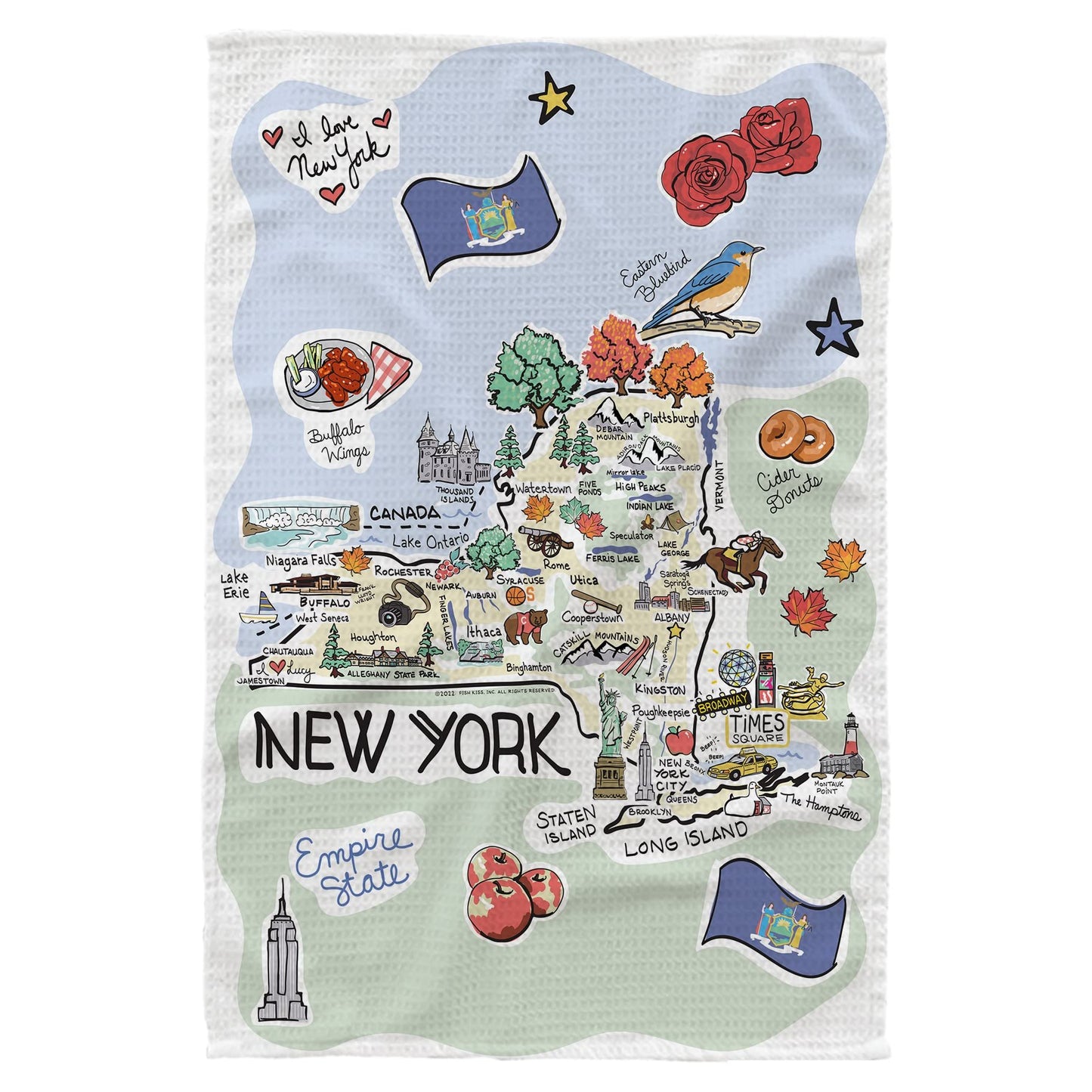 Fish Kiss® 16"x24" Map Dish Towel is of 100% Microfiber Waffle Weave Making it Super Absorbent, Soft & Machine Washable - Map Kitchen Towel,Map Dish Cloth is Multi Purpose