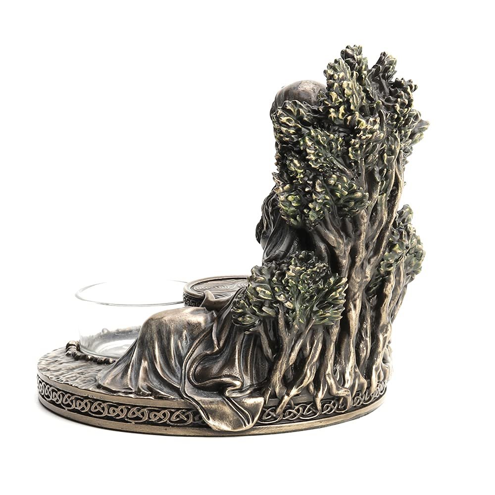Veronese Design 4 7/8" Tall Celtic Goddess Danu Tealight Candle Holder Cold Cast Bronzed Resin Sculpture Wiccan Home Decor Figurine Collectibles