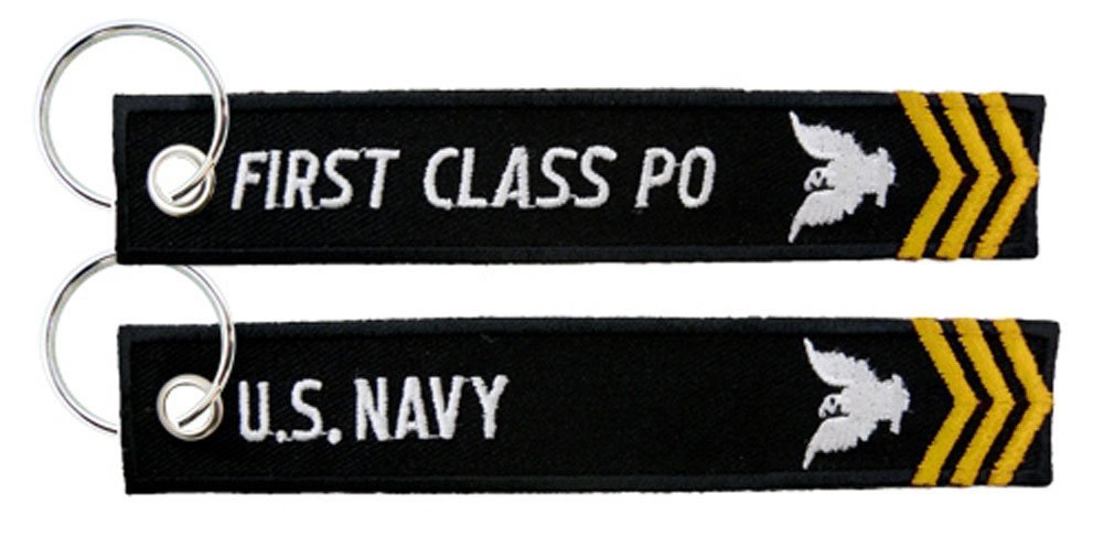 U.S. Navy First Class Petty Officer Black Embroidered Key Chain