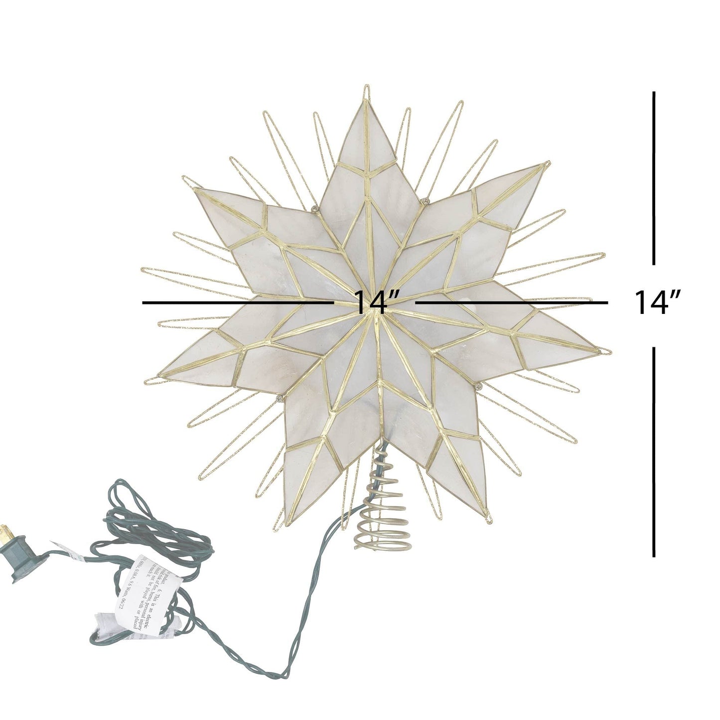 Kurt Adler 14" 7-Point Natural Capiz Star Lighted Treetop