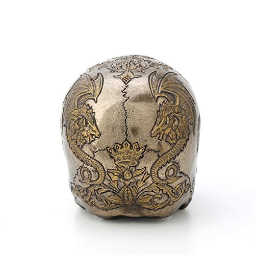 Veronese Design 5 3/8 Inch Thistle Flying Dragon Coat of Arms Skull Cold Cast Resin Bronze Finish Statue Home Decor