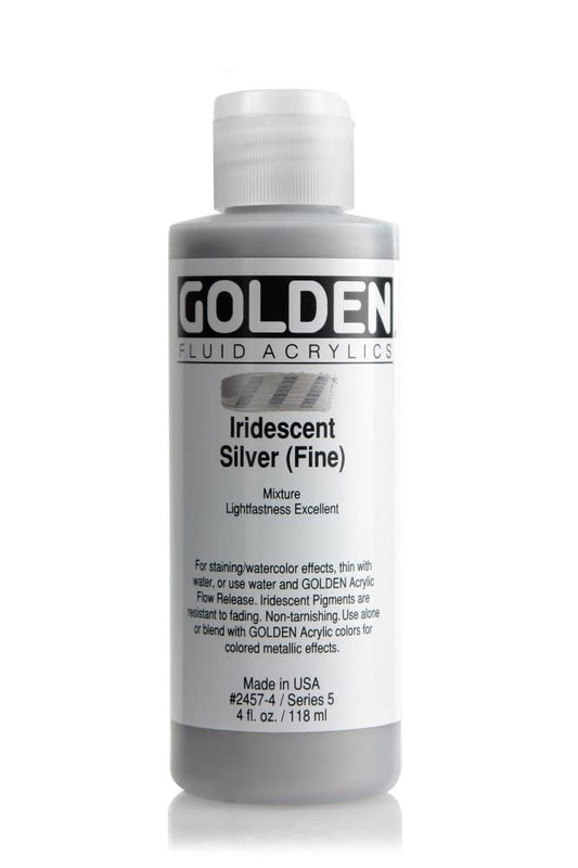 Golden Fluid Acrylic, 4 Ounce Bottle, Iridescent Silver Fine