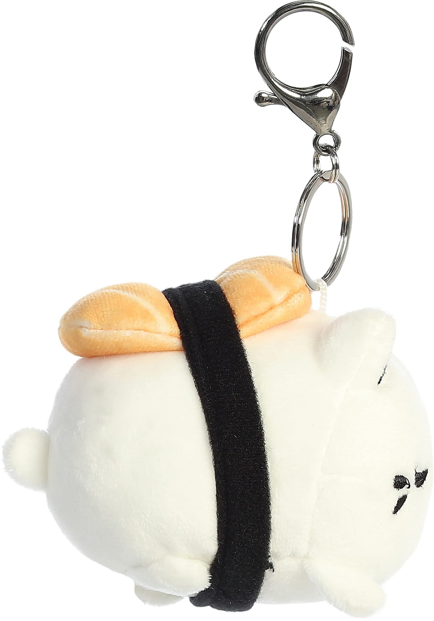 Aurora® Tasty Peach® Salmon Sushi Meowchi Keychain Plush - White 3.5 Inches