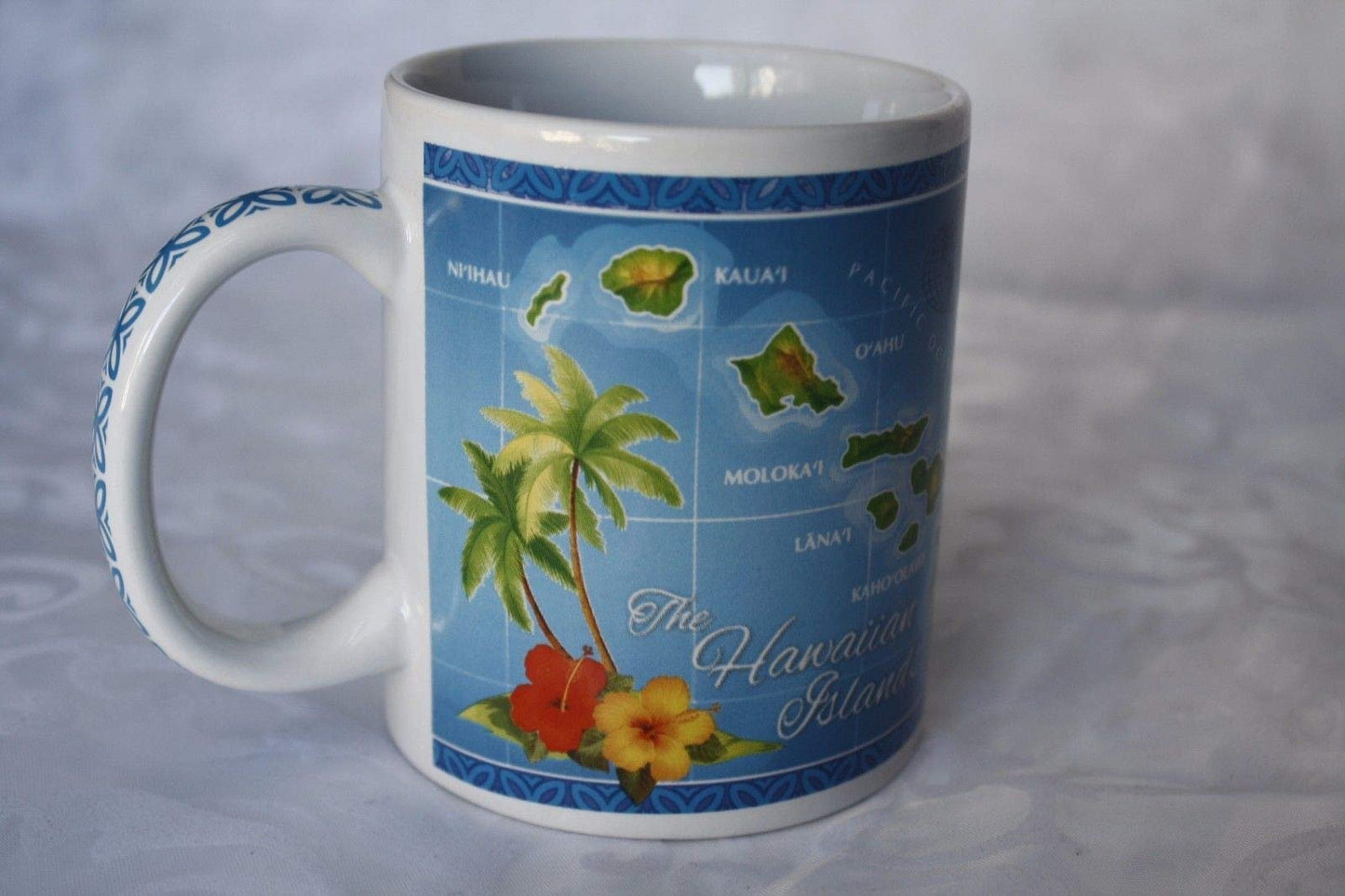 10 oz. Island Treasures Mug, Hawaiian Map - Blue