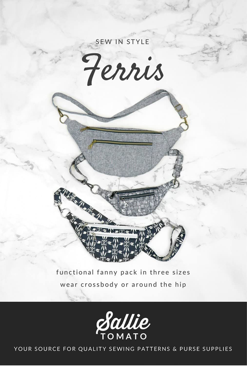 Sallie Tomato Ferris Fanny Pack Pattern, White