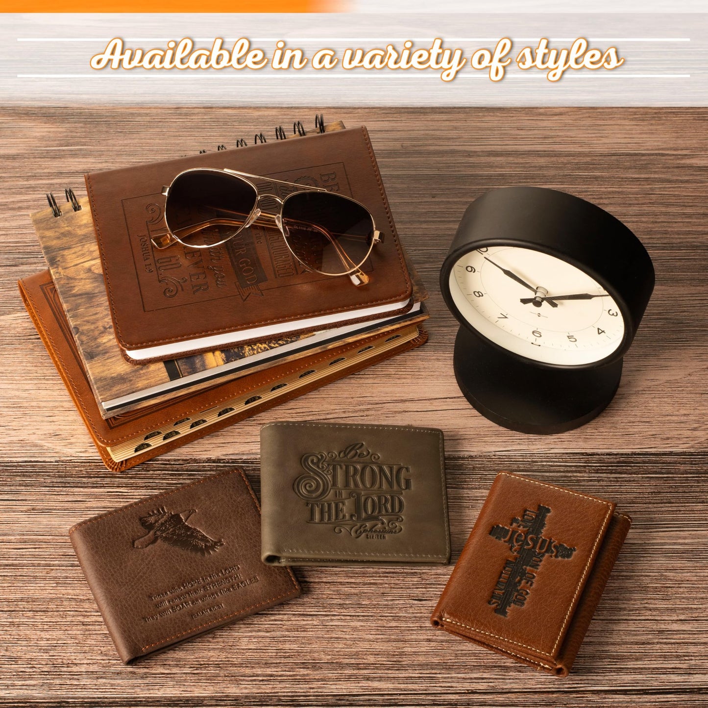 Christian Art Gifts Genuine Premium Full Grain Leather RFID Blocking Silver Engraved Cross Wallet for Men: Multi Pocket Billfold w/Removable ID Window Accessory for Credit Cards, Bills, Photos, Black