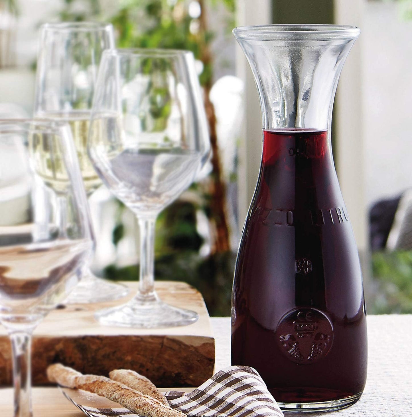 Bormioli Rocco Misura PZ Wine Carafe. Wide Mouth Clear Glass Pitcher For Water, Juice, Milk, Coffee, Iced Tea Elegant Bistro Style Decanter With Authenticity Stamp Made In Italy