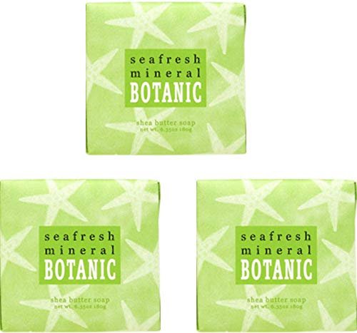 Greenwich Bay Cleansing Spa Soap, Shea Butter, and Cocoa Butter. Blended with Loofah and Apricot Seed, No Parabens, No Sulfates 6.35 Ounce (3 Pack) (Seafresh Mineral)
