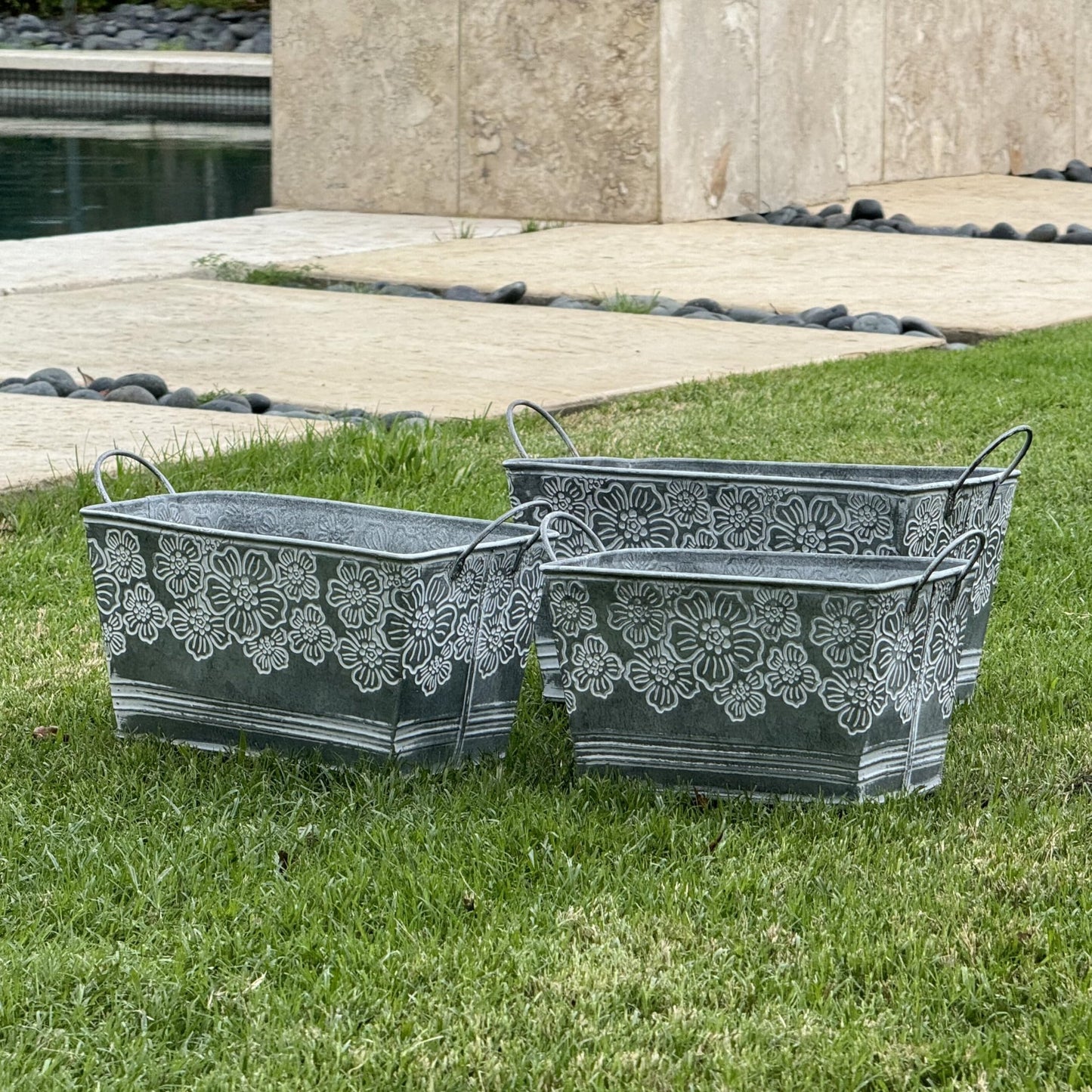 allgala llgala Galvanized Planter Pot Indoor and Outdoor Decoration-Rectangular