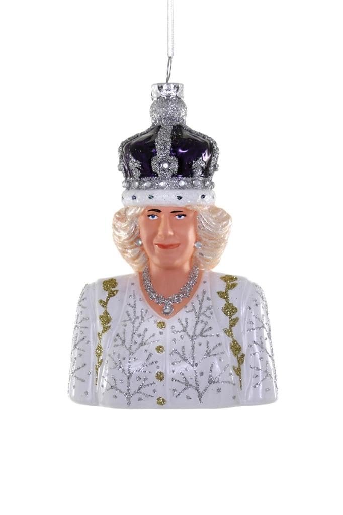 Queen Camilla British England UK Royalty Glass Christmas Ornament
