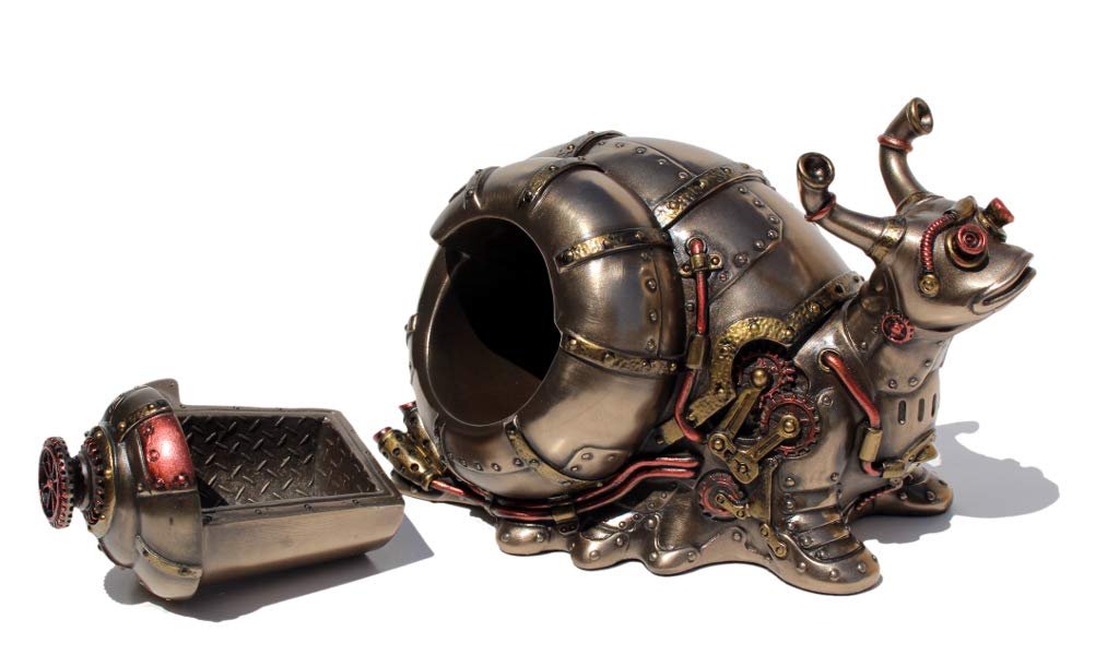 Veronese Design 4.5" Tall Steampunk Giant Land Snail Hidden Trinket Box Cold Cast Resin Antique Bronze Finish