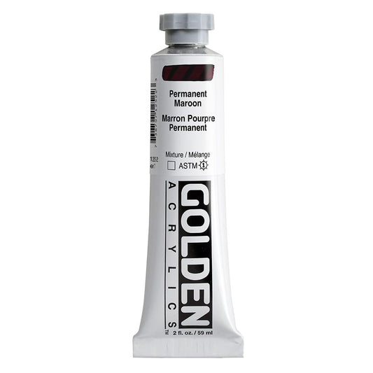 GOLDEN Heavy Body Acrylics, Permanent Maroon, 2 fl. oz. Tube, Professional Acrylic Paint, Transparent
