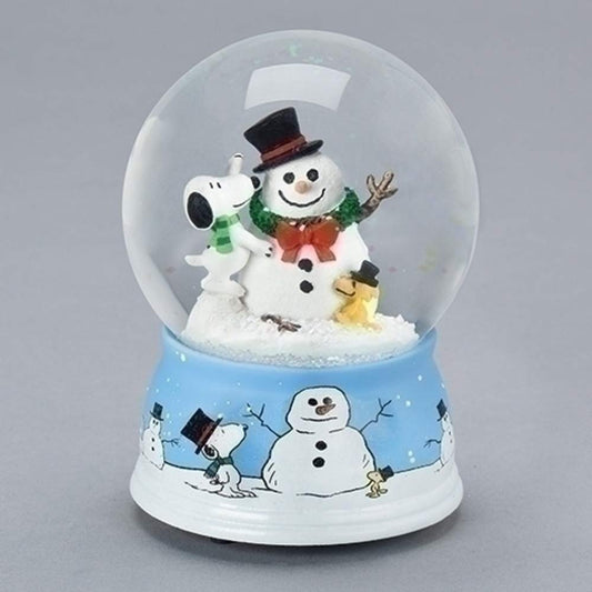 Roman 133797 Musical Dome Snoopy Woodstock Decorating Snowman Snow Globe, 5.5 inch, Multicolor