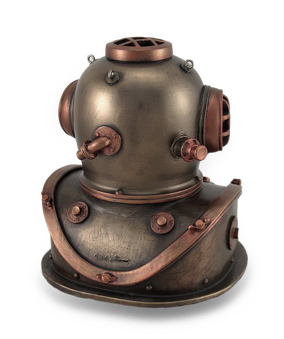 VERONESE Design 5 1/4 Inch Mark V Diving Bell Helmet Steampunk Home Decor Desk Clock