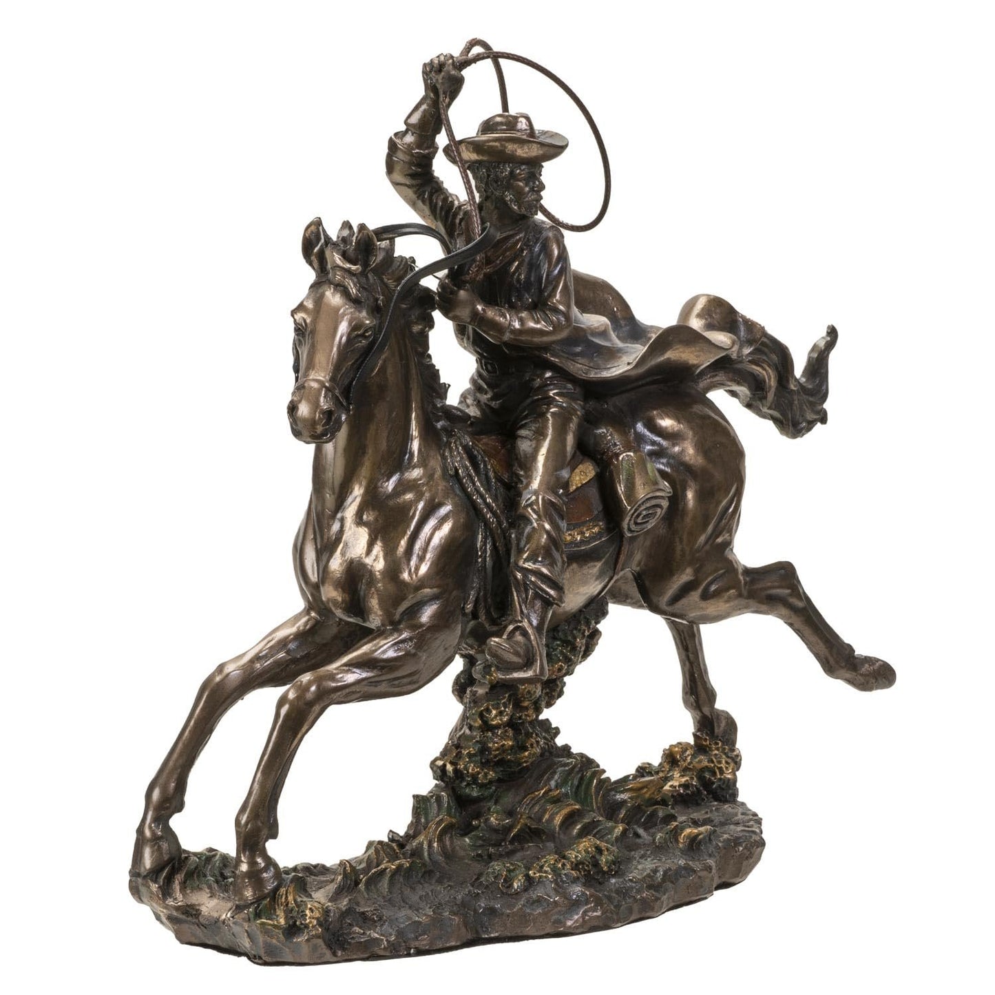 Pacific Giftware Cowboy Lasso Action Statue - 9.5" Tall Wild West Rider Figurine, Rustic Western Decor