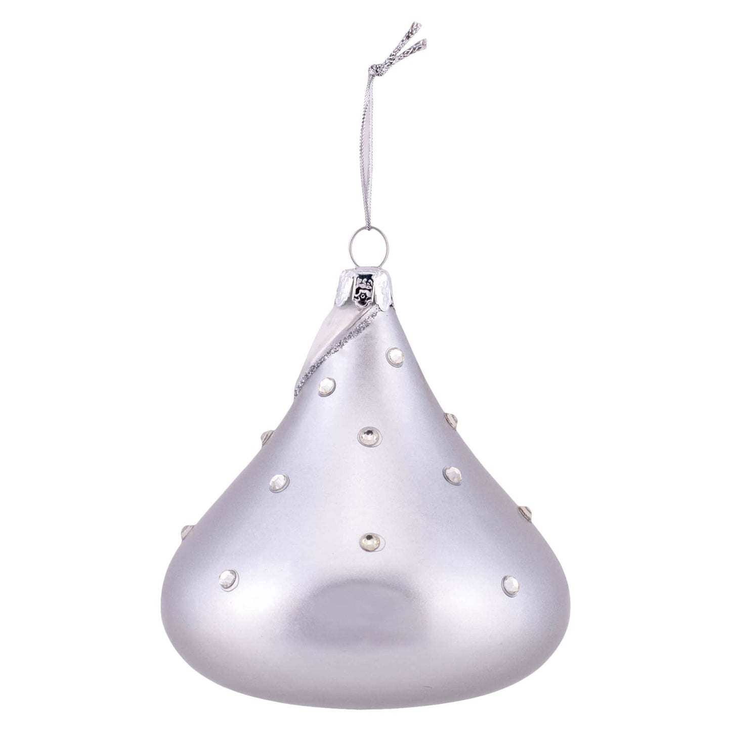 Kurt S Adler Hershey Kiss Silver Tone 3.5 Inch Glass Hanging Christmas Ornament