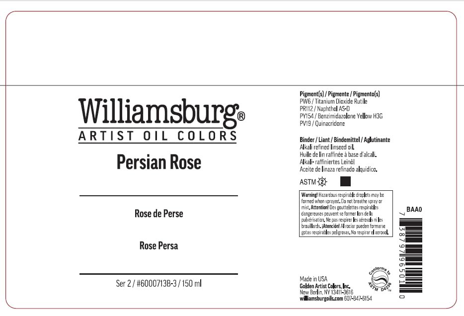 Williamsburg Artist Oil Colors by GOLDEN, Cadmium Red Vermilion, 150 ml tube, Professional Oil Paint, Opaque