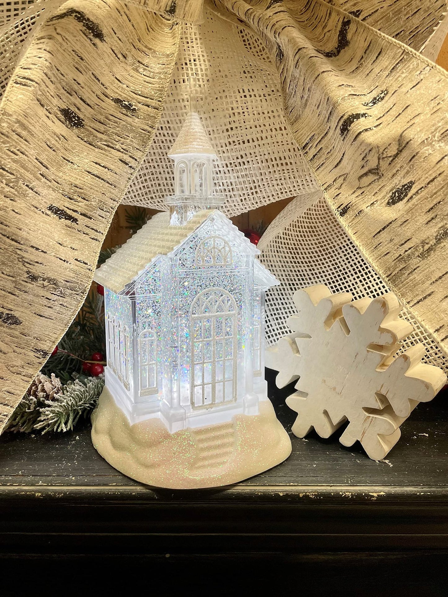 RAZ Imports 07956-10.5in Battery Operated Water Filled (Batteries not Included) (10.5in LIGHTED CHURCH LANTERN (3919039))