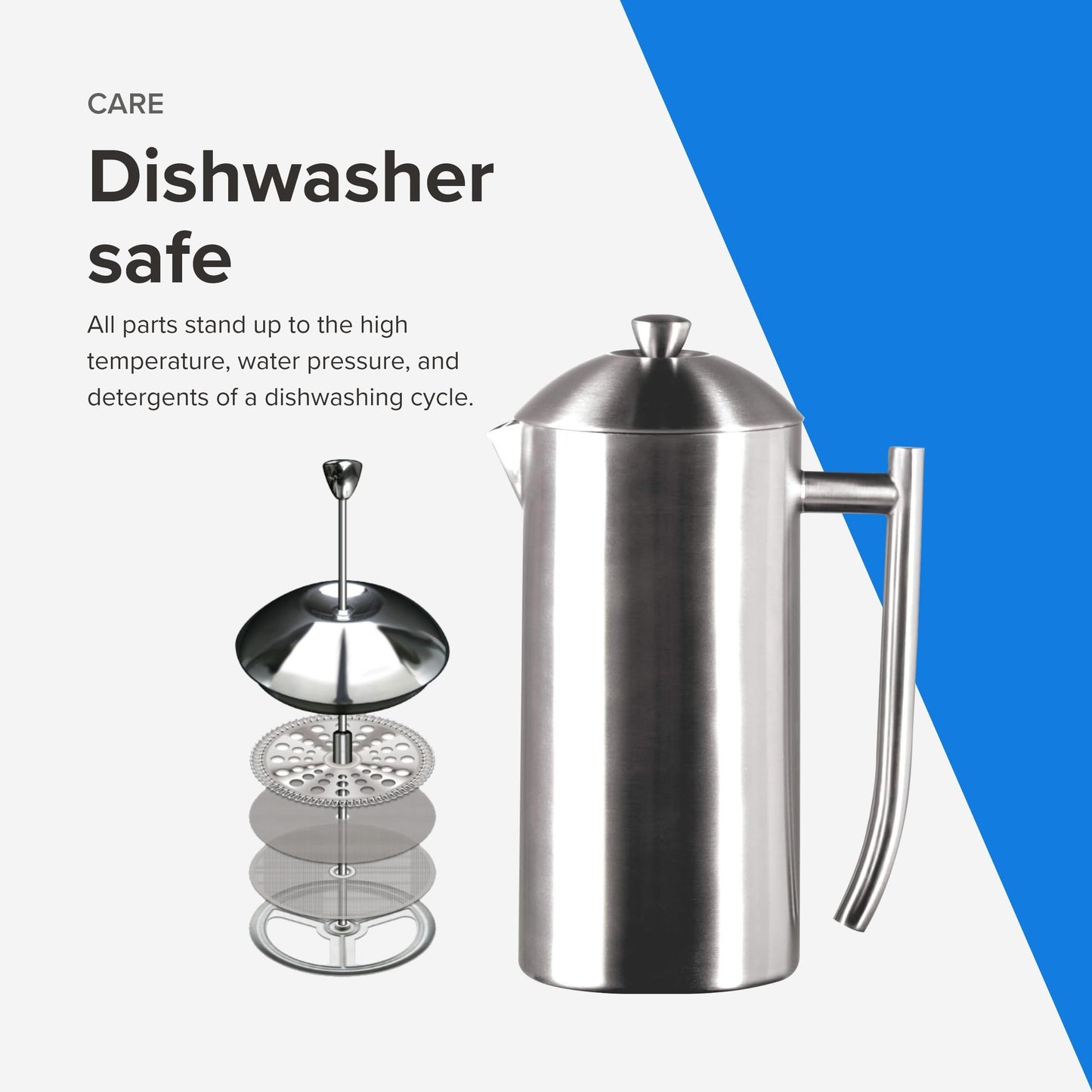 Frieling USA Double Wall Stainless Steel French Press Coffee Maker with Zero Sediment Dual Screen
