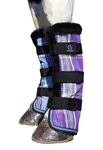 Kensington Natural Horse Fly Boots - Fleece Trimmed - Stay-Up Technology - Protection from Insect Bites and UV Rays - Sold in Pairs (2 Boots) - Medium - Tan