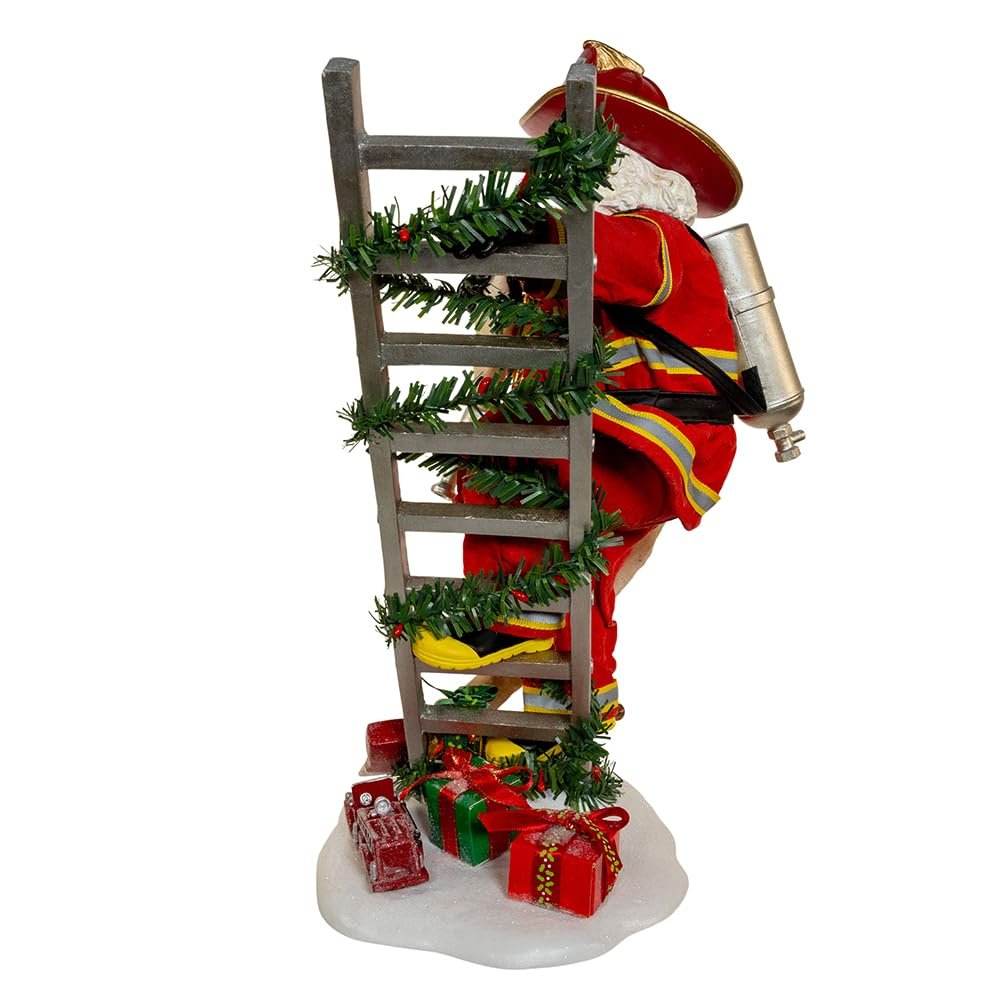 Kurt Adler 11.5-inch Fabriché™ Fireman Santa On Ladder