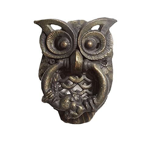 SPI Home 51192 Ornate Gold Tone Hooting Owl 6.5 x 5 Aluminum Decorative Door Knocker Home Décor Accessory Handle