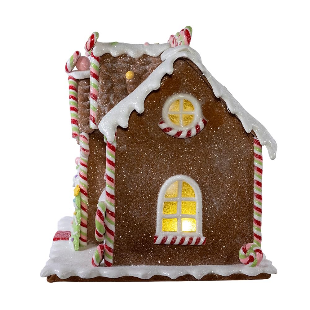Kurt S. Adler Kurt Adler 8.46-inch Battery Operated LED Lighted Lollipop Shop Gingerbread House, Multicolor