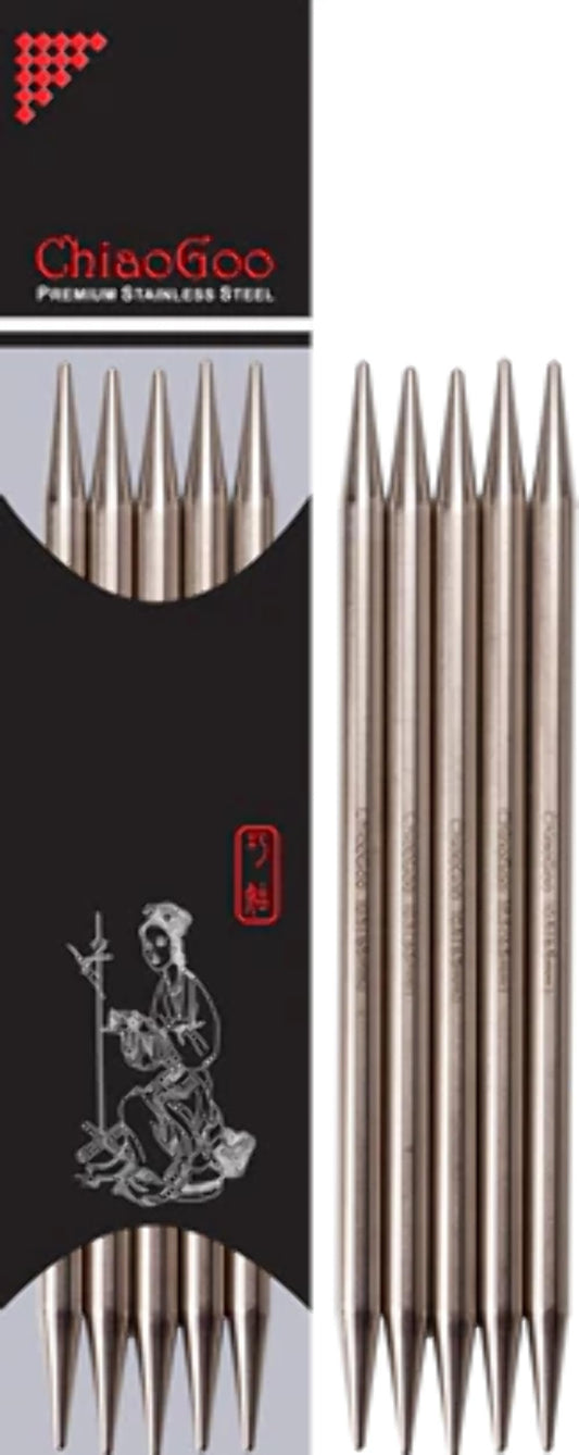 CHIAOGOO 6-Inch Double Point Stainless Steel Knitting Needles, 8/5mm