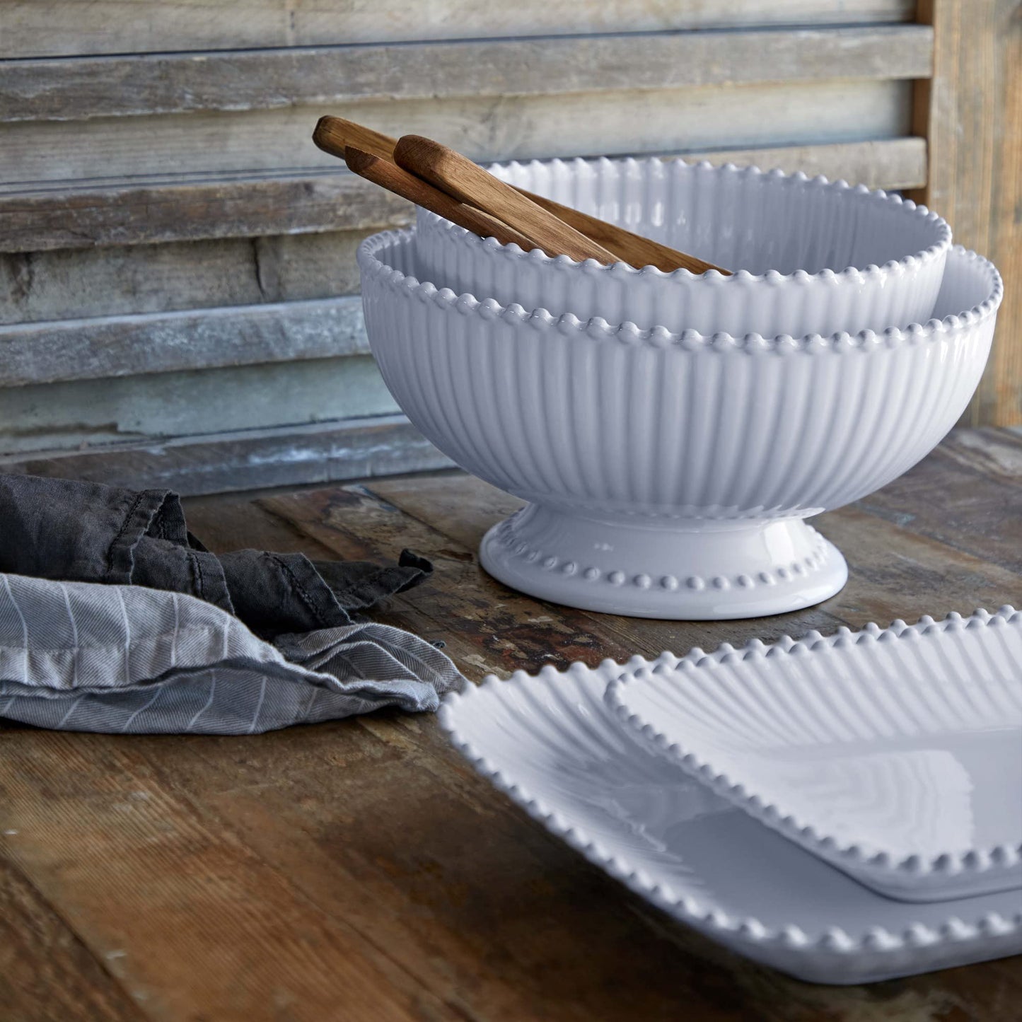 Costa Nova Ceramic Stoneware 12'' Rectangular Platter - Pearl Collection, White | Microwave, Dishwasher, Oven & Freezer Safe Dinnerware | Food Safe Glazing | Restaurant Quality Serveware