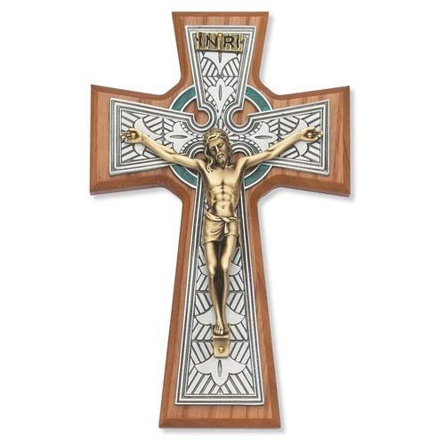McVan Inc. 8" Walnut Celtic Crucifix Tutone - Décor Gift Religious 79-42668-MCVAN