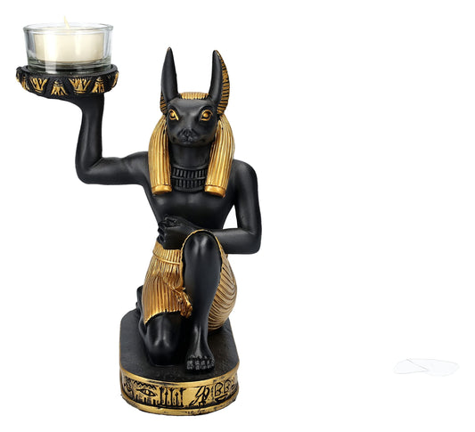 Pacific Giftware Anubis Candle Holder, 7-inch Height, Resin, Table Decoration