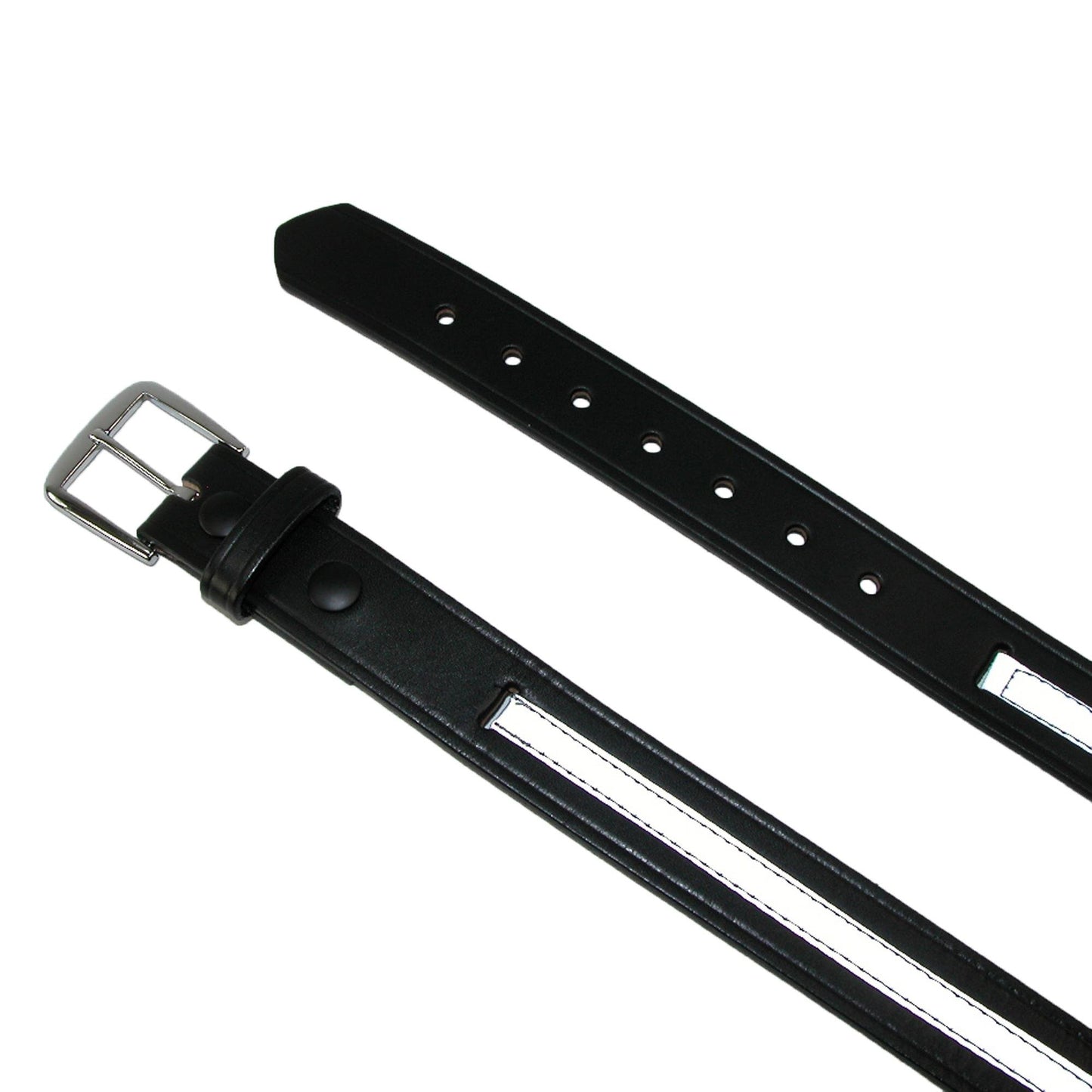 Boston Leather Men's Leather Work Belt with Reflective Safety Stripe, 34, Black