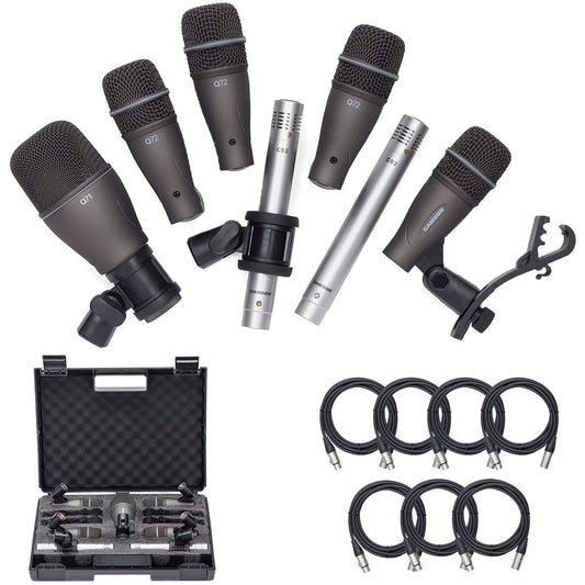 SAMSON DK707 7-Piece Drum Microphone Kit with 7 Premium XLR Mic Cables, XLR-M to -F - Recording Accessory Bundle