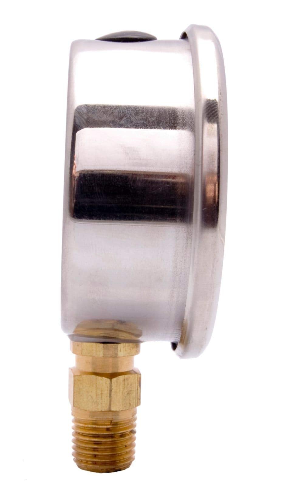 2-1/2" Oil Filled Pressure Gauge - Stainless Steel Case, Brass, 1/4" NPT, Lower Mount Connection, 0-100