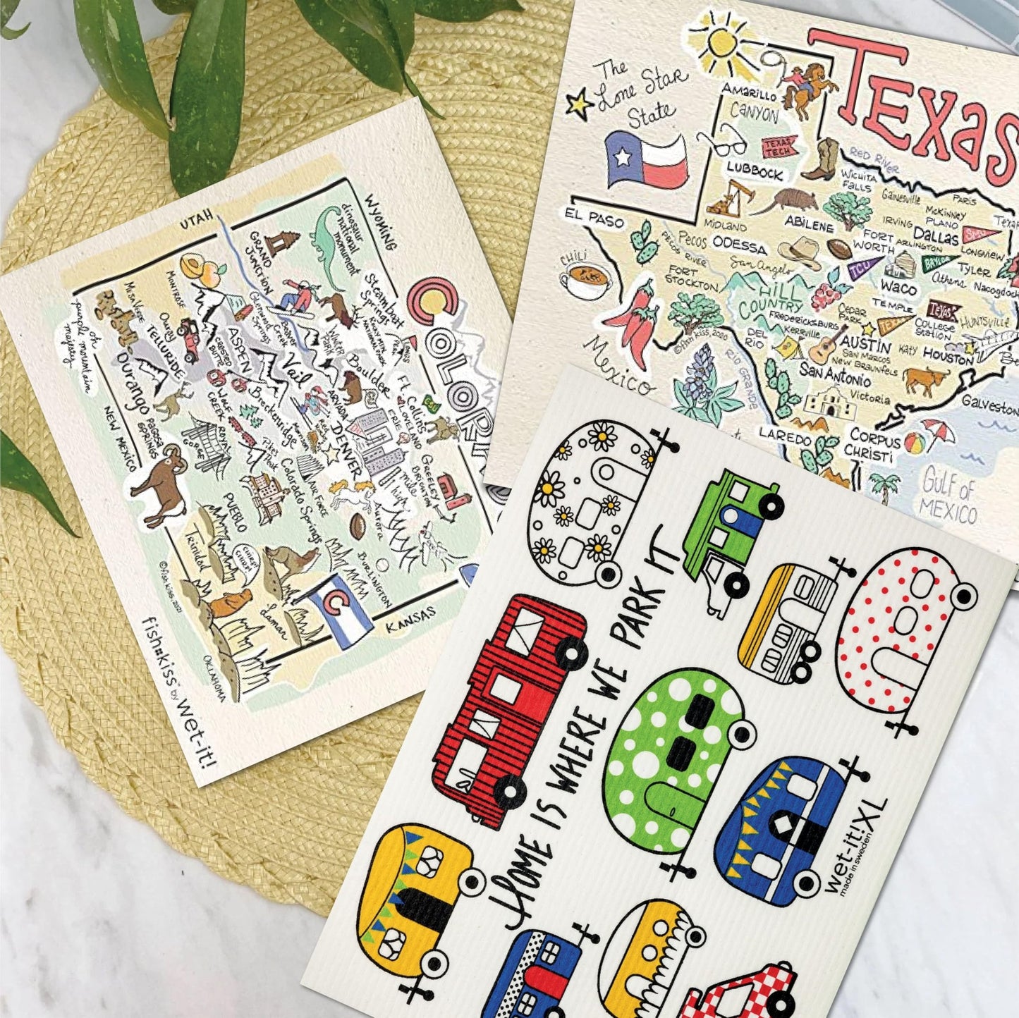 Wet-It! Swedish Dishcloth States – Reusable Paper Towels, Highly Absorbent & Biodegradable Dish Cloths, Non-Scratch, Durable, Machine Washable Cleaning Towels