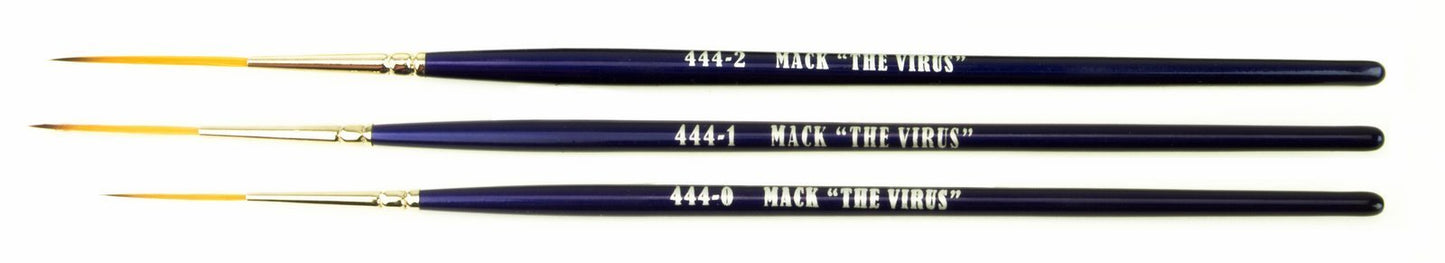 Set of 3 Size 0-2 Series 444 The Virus Scrolling Script Pinstriping Brush with Specially Blended Golden Taklon