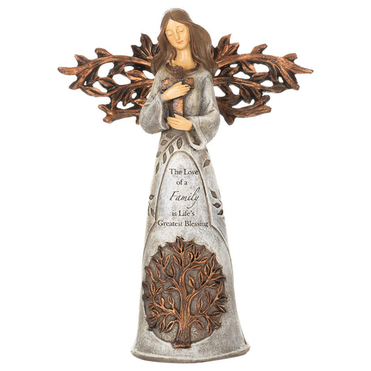 Roman Giftware Inc., Inspirational Heavenly Blessings Collection, 9" H Tree of Life Angel W/Cross,Religious, Inspirational, Durable (6x2x9)