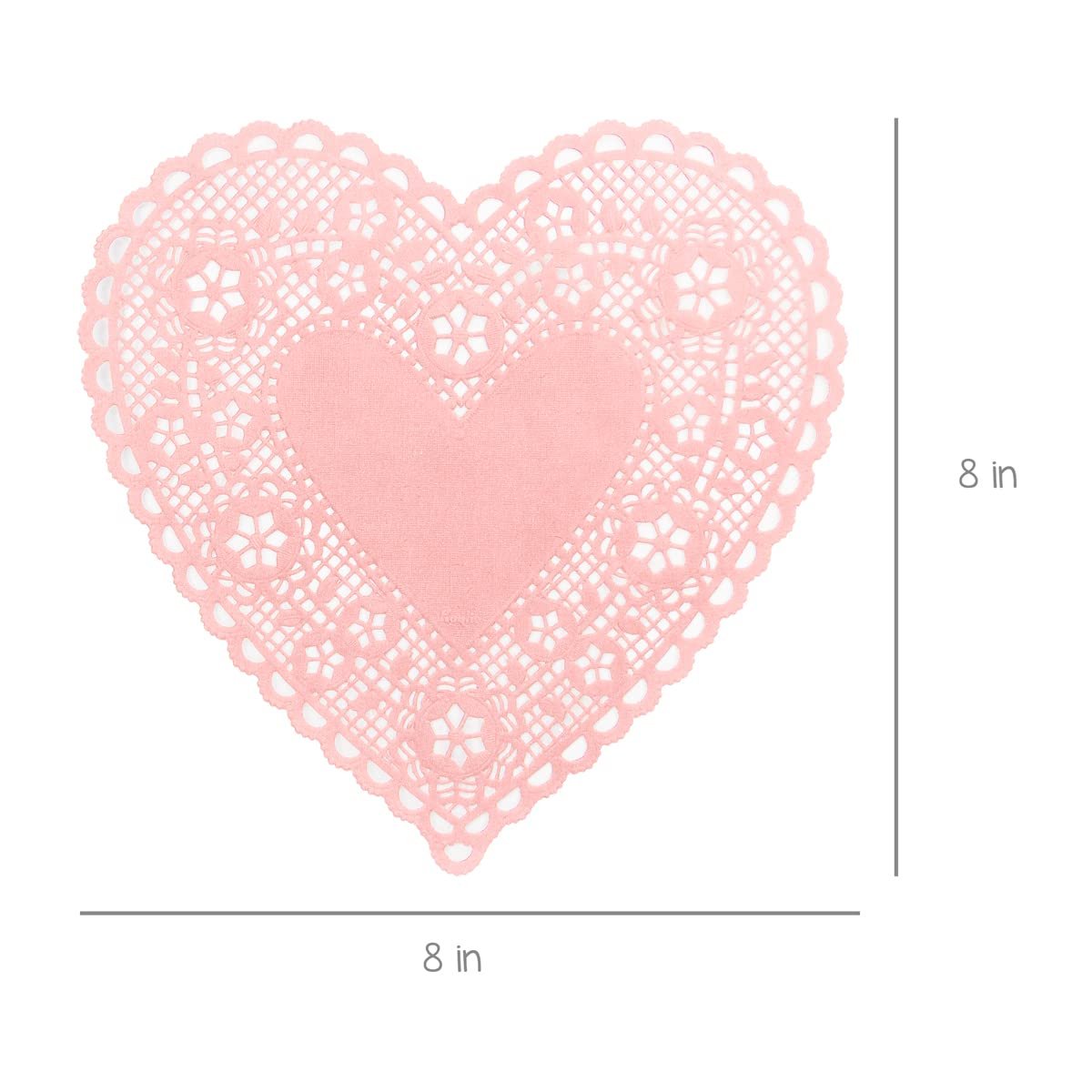 Hygloss Heart Doilies - 36 Pcs -8-Inch Pink Paper Heart Shaped Doilies for Valentines Crafts, Table Settings - Ideal for Valentine Doily, Paper Heart Doily Projects
