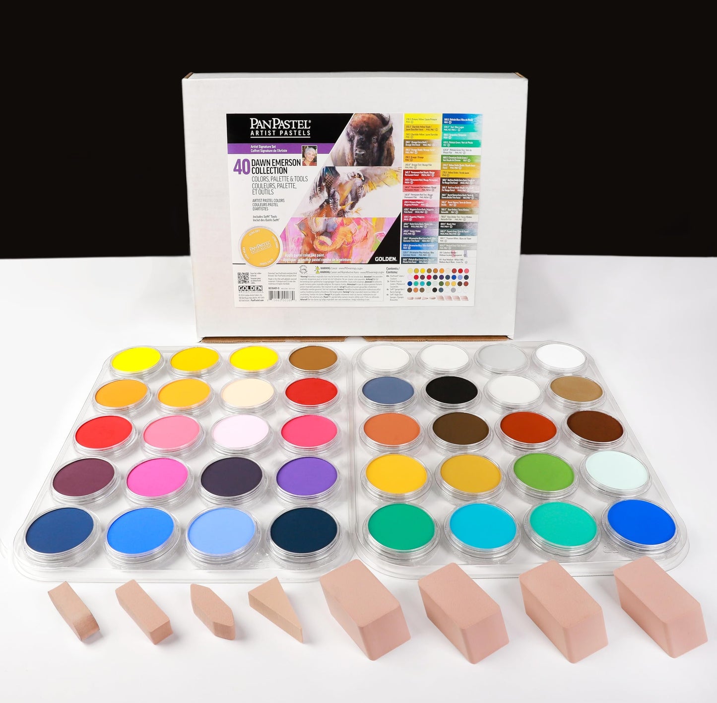 PanPastel Artist Pastels by GOLDEN, Dawn Emerson Collection Set, 40 Color, Professional Artist Pastels, Unique Pan Format (cake-like)