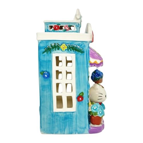 Blue Sky Clayworks Hello Kitty Floral Garden Flower Shop Candle House, 7.75-inch Height, Holiday Decoration, Red, 23279