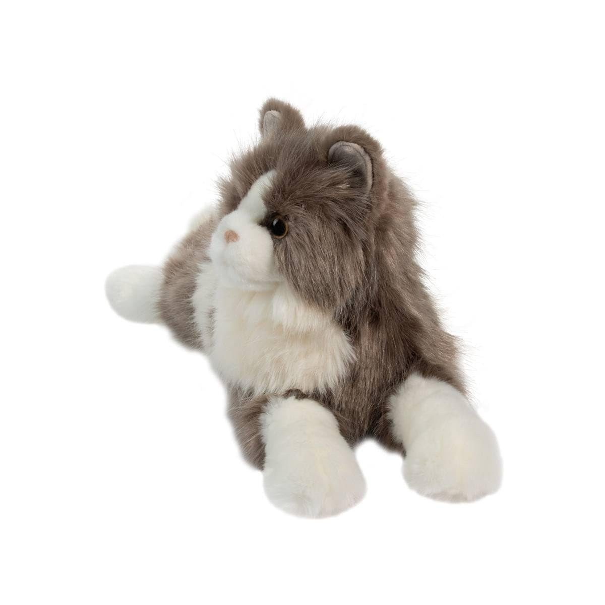 Douglas Cuddle Toys Gretta 24" DLUX Lying Grey Cat Plush Stuffed Animal Long Hair