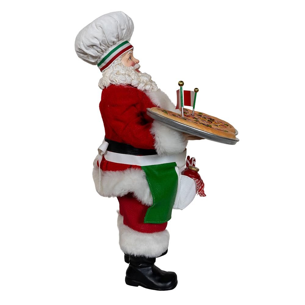 Kurt Adler 11-inch Fabriché™ Chef Santa Holding Two Trays of Pizza
