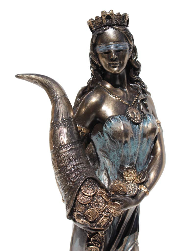 11.38 Inch Blinded Greek Goddess Fortuna Cold Cast Bronze Figurine